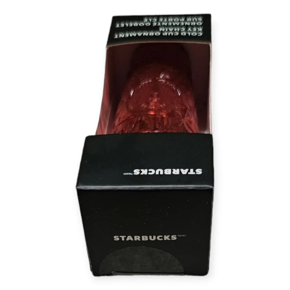 NWT Starbucks Diamond Prism Poinsetta Red Ornament Keychain